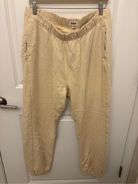 Pact Womens Organic Cotton Tapered Sweatpants  Beige Tan Size XL